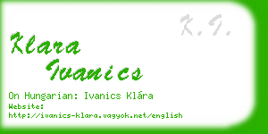 klara ivanics business card